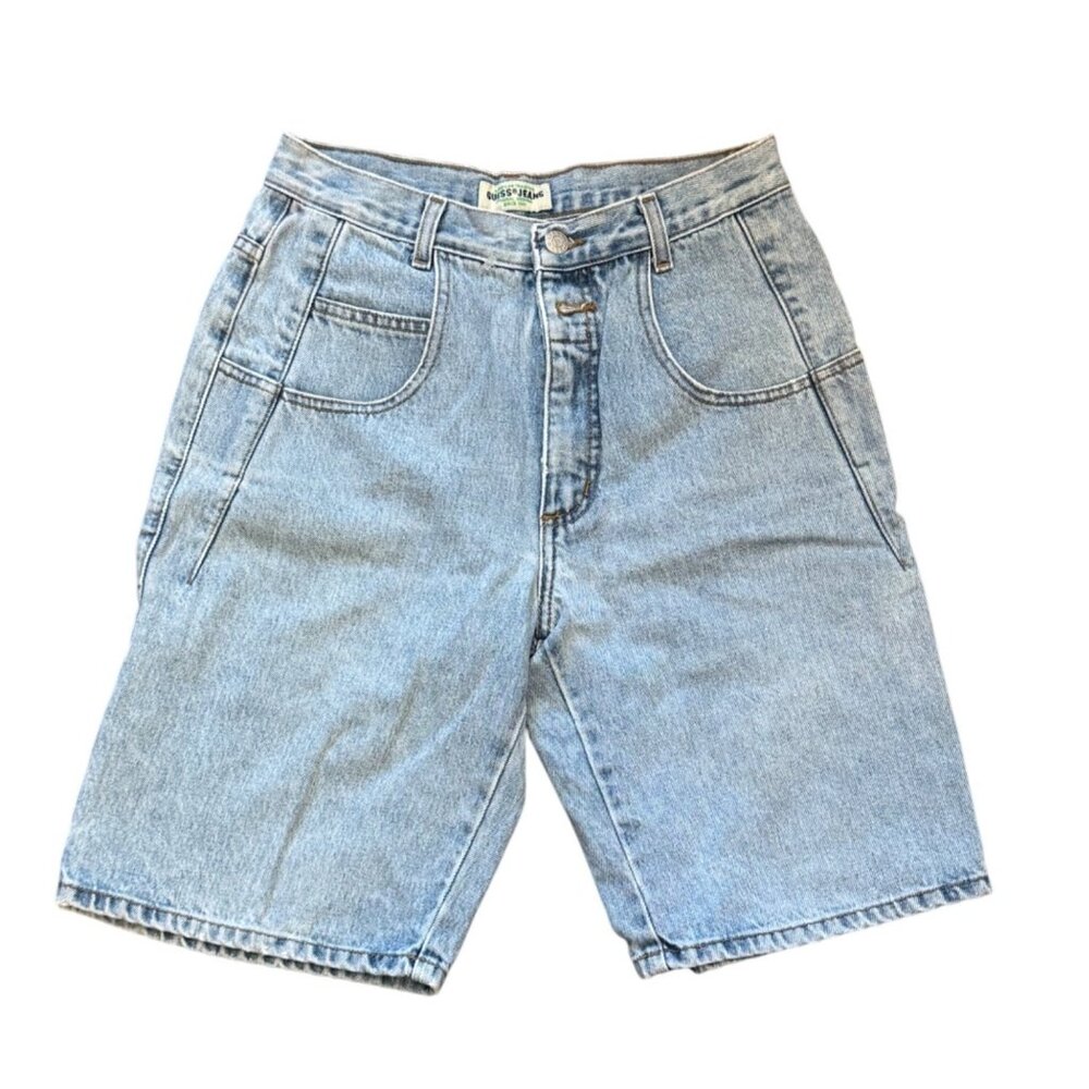 Vintage Guess Mens Denim Shorts size 28 Light Wash